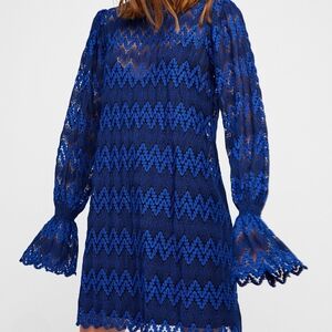 Free People Simone Lace Blue Mini Size Medium NWT